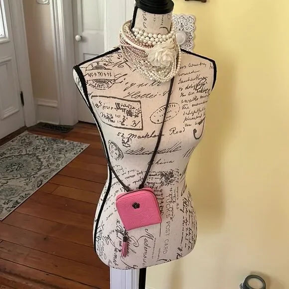 Pink *Camellia* Mini WOC DIY Tassel Card Case Wallet Necklace Chain NEW DIY - Picture 2 of 16